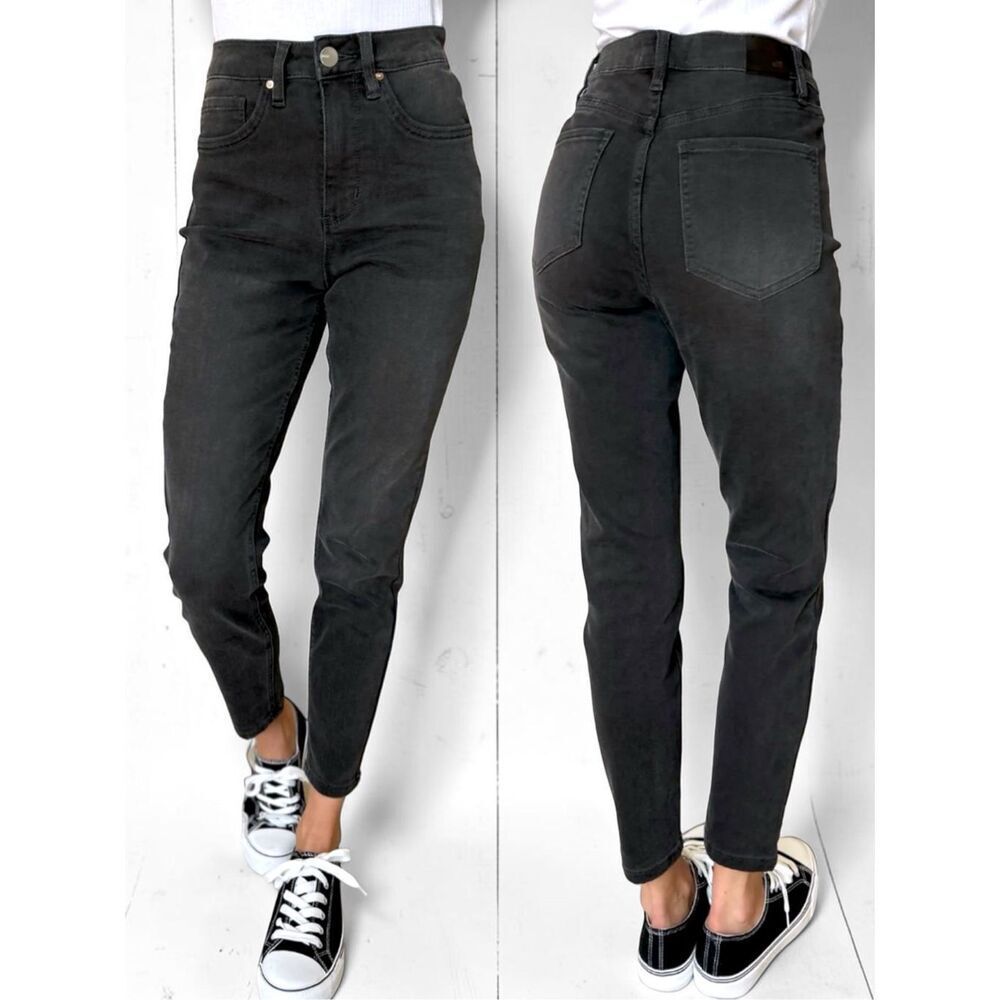 Black Wash Plus High Rise Tummy Control Skinny Jeans Stretch Sculpting Jegging - Picture 9 of 16